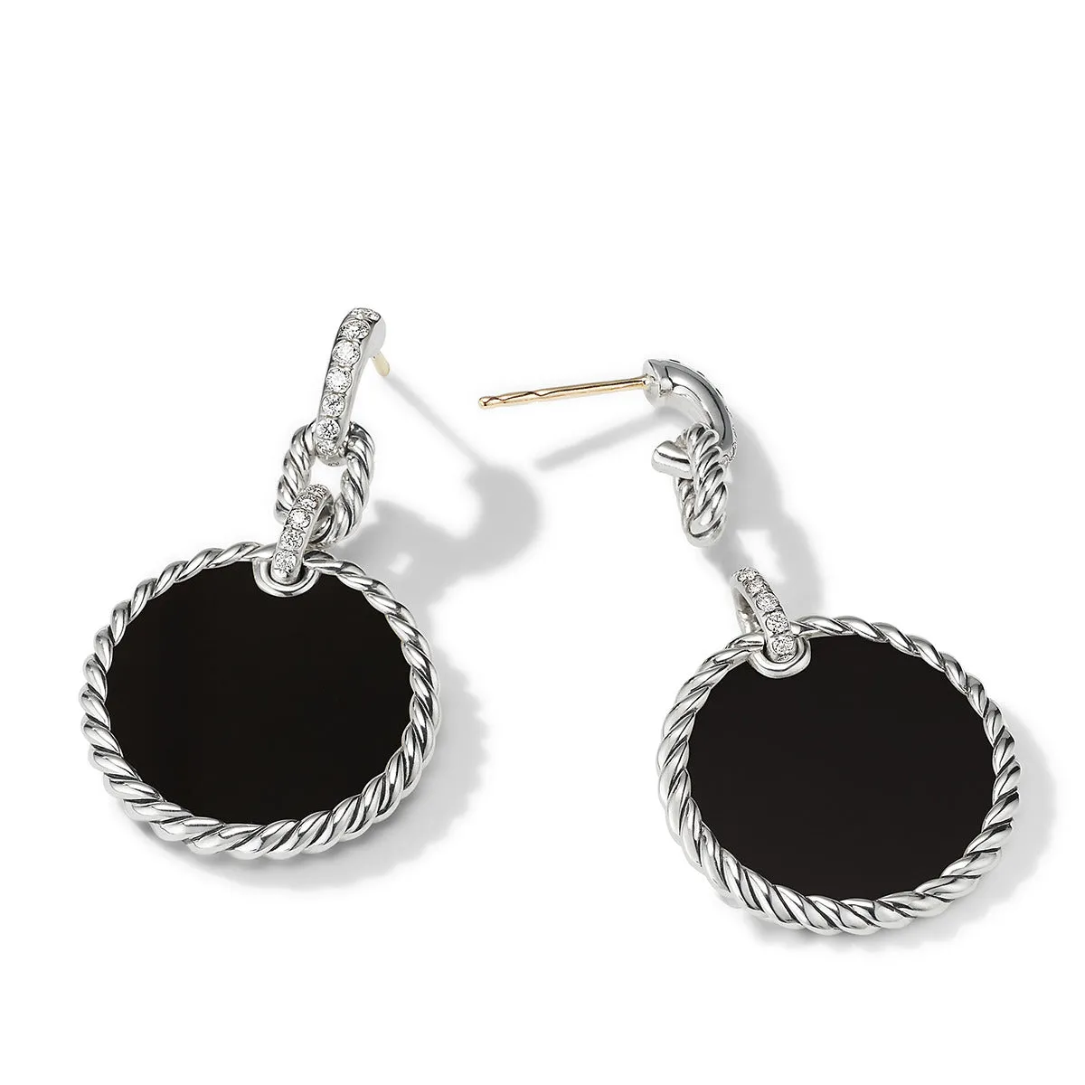 Convertible Drop Earrings in Sterling Silver with Black Onyx and Pave Diamonds