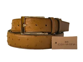 Corrente Genuine Ostrich Belt Tan