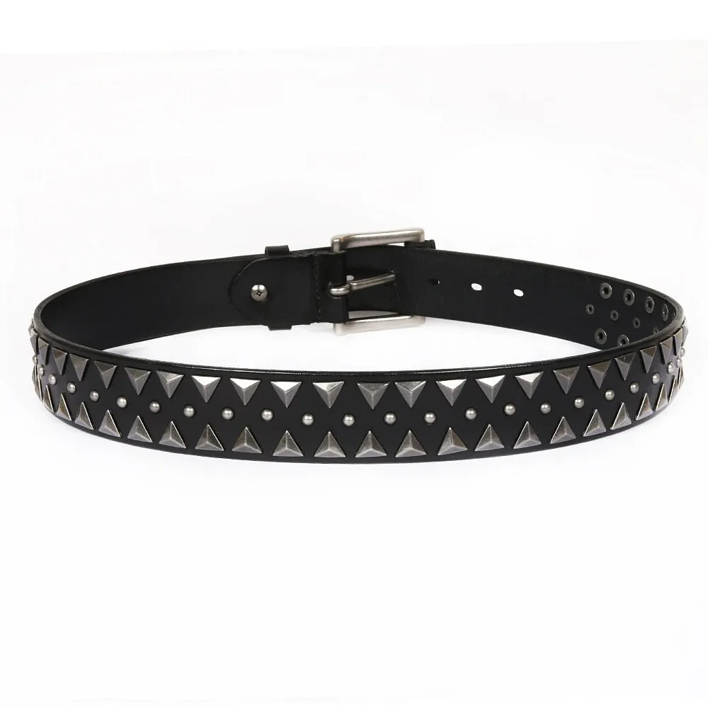 Cowboy Style Pyramid Shape Metal Rivet Men Belt