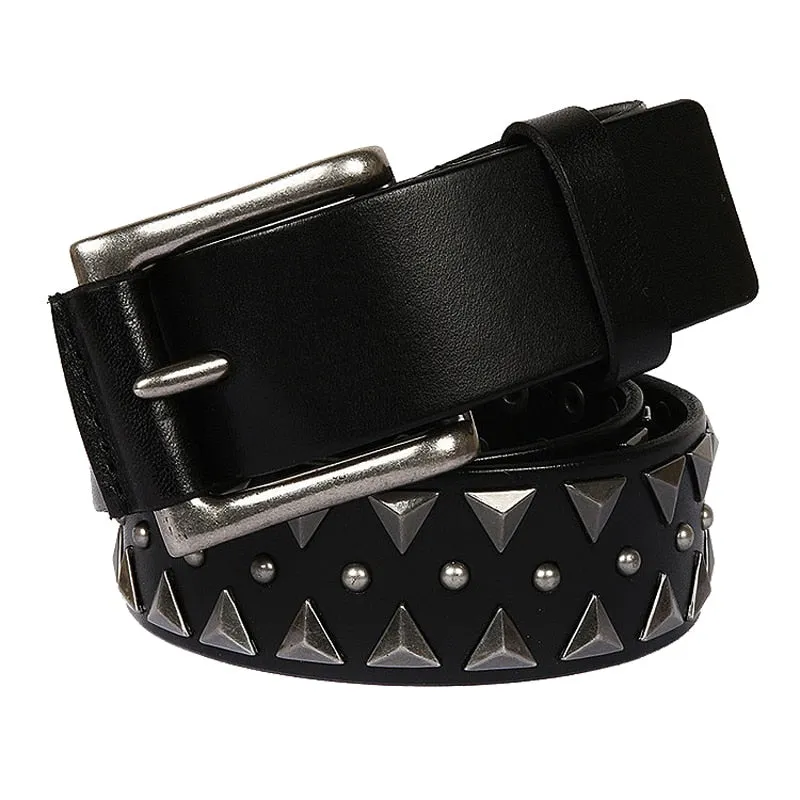 Cowboy Style Pyramid Shape Metal Rivet Men Belt