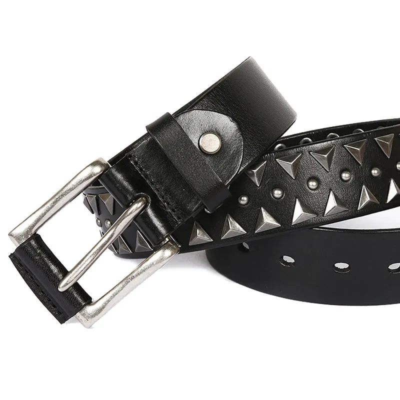 Cowboy Style Pyramid Shape Metal Rivet Men Belt