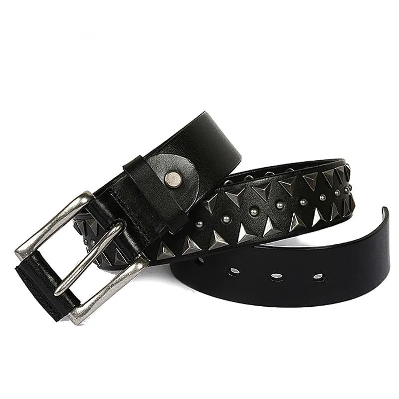 Cowboy Style Pyramid Shape Metal Rivet Men Belt