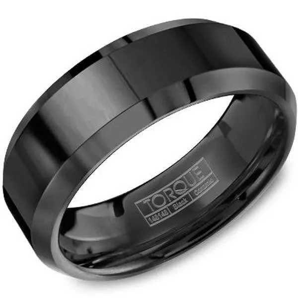 CrownRing Torque Black Ceramic Wedding Band