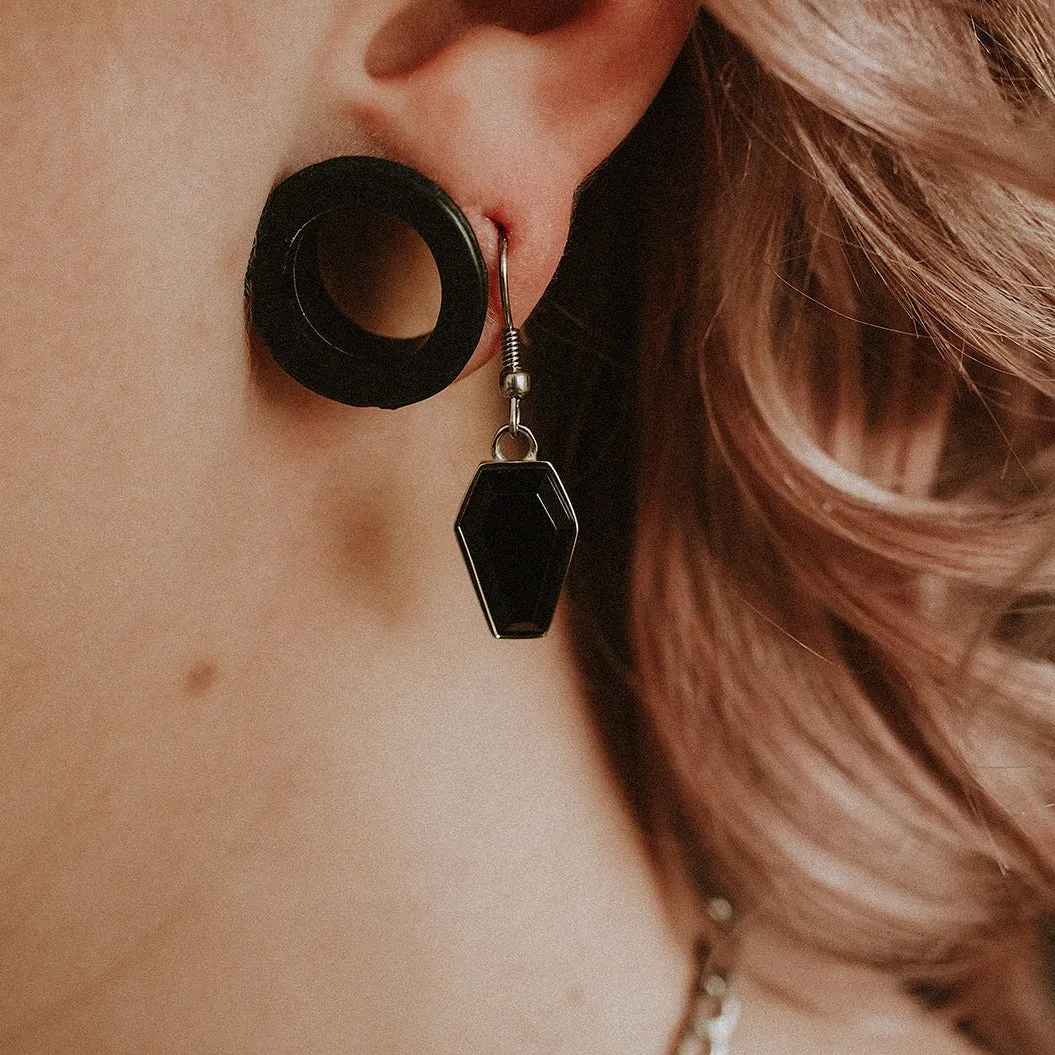 Crypt Black Coffin Earrings