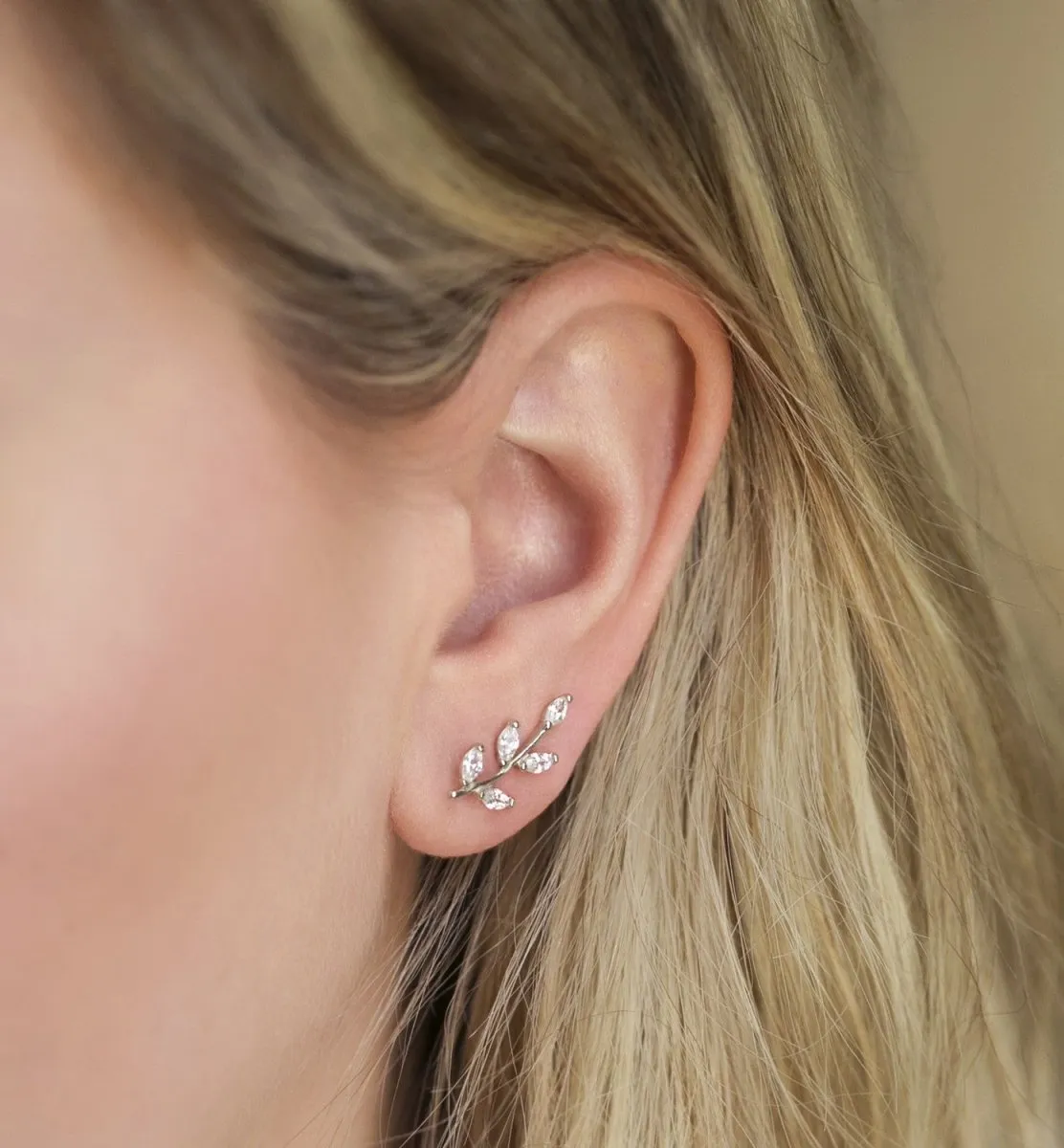 Crystal Leaf Ear Climbers