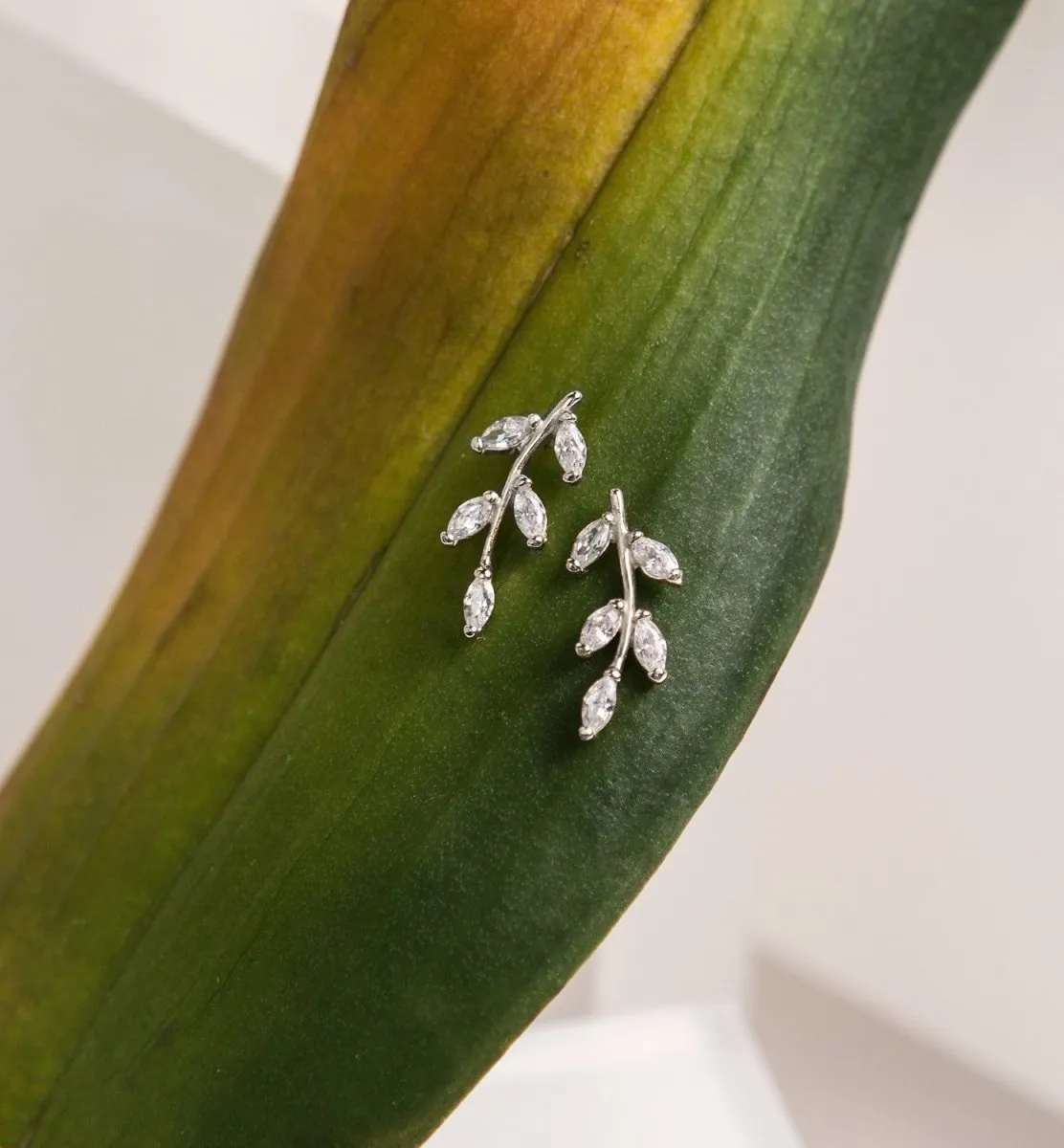 Crystal Leaf Ear Climbers