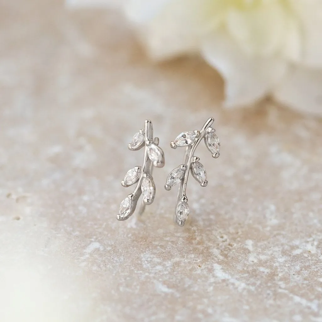 Crystal Leaf Ear Climbers