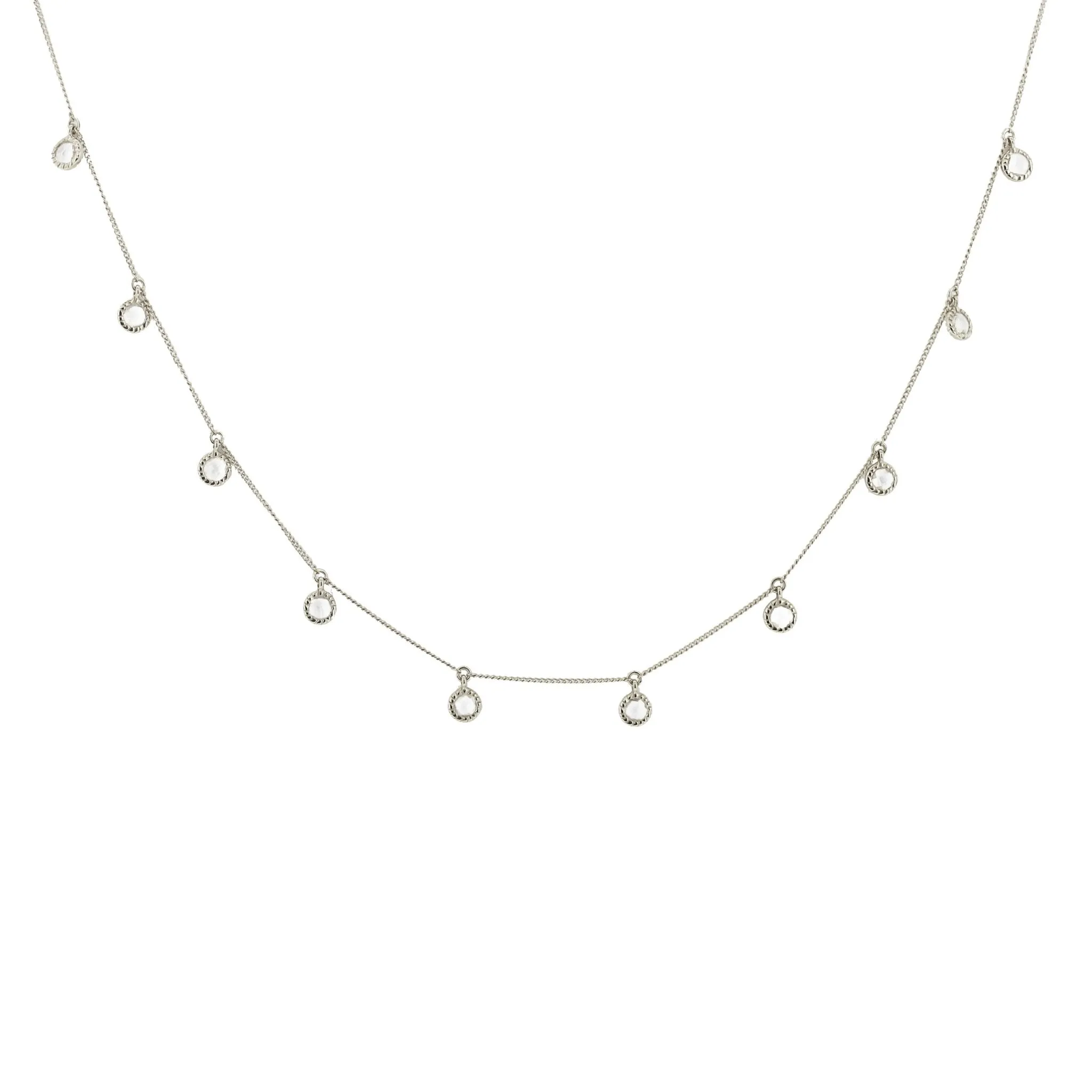 DAINTY LEGACY COLLAR NECKLACE - WHITE TOPAZ & SILVER