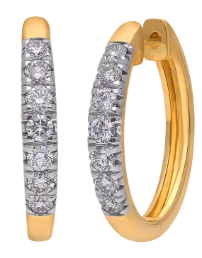 Diamond Earrings - 10ct Yellow Gold Diamond Set Hoop Earrings - 784168