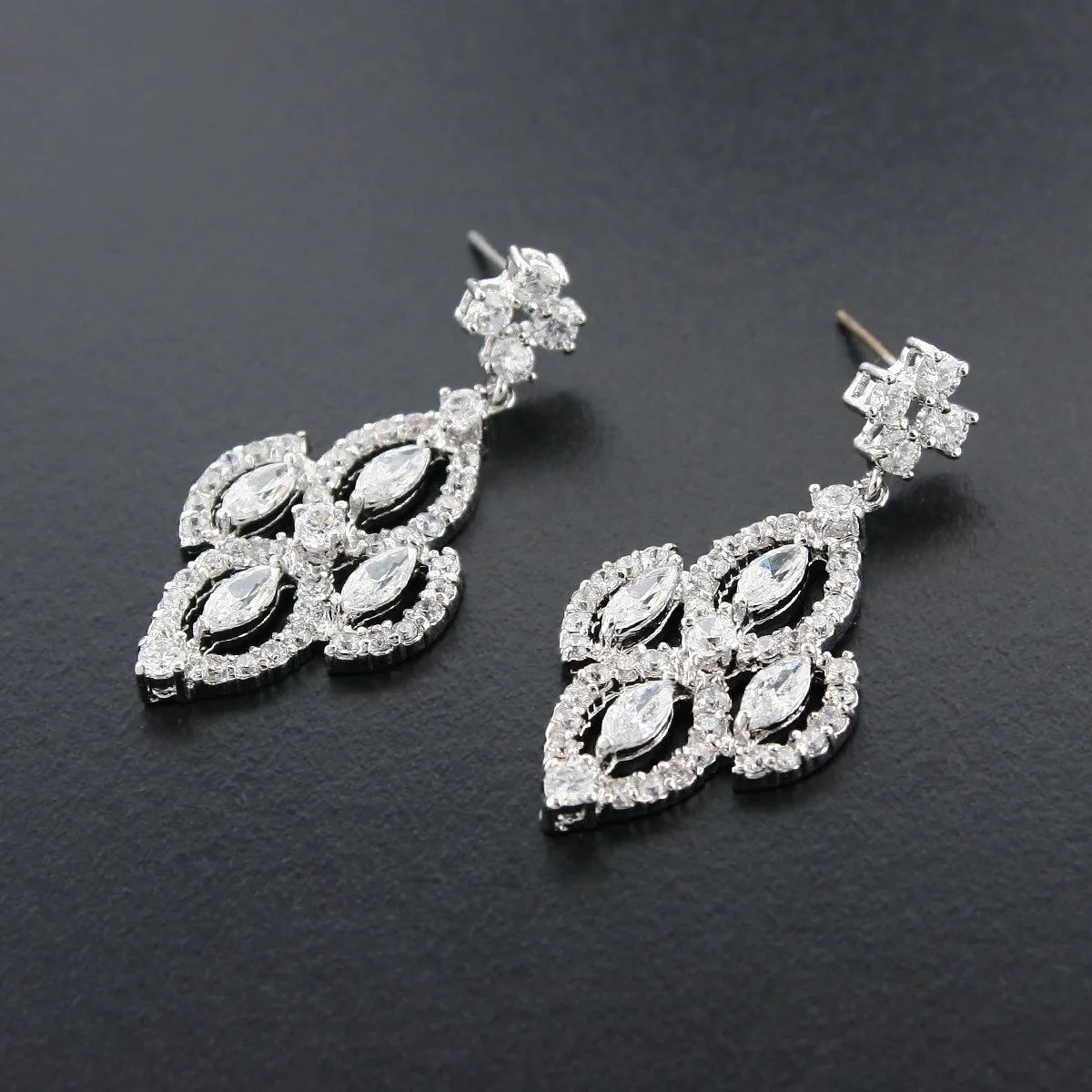 Diamond Shaped CZ Earrings