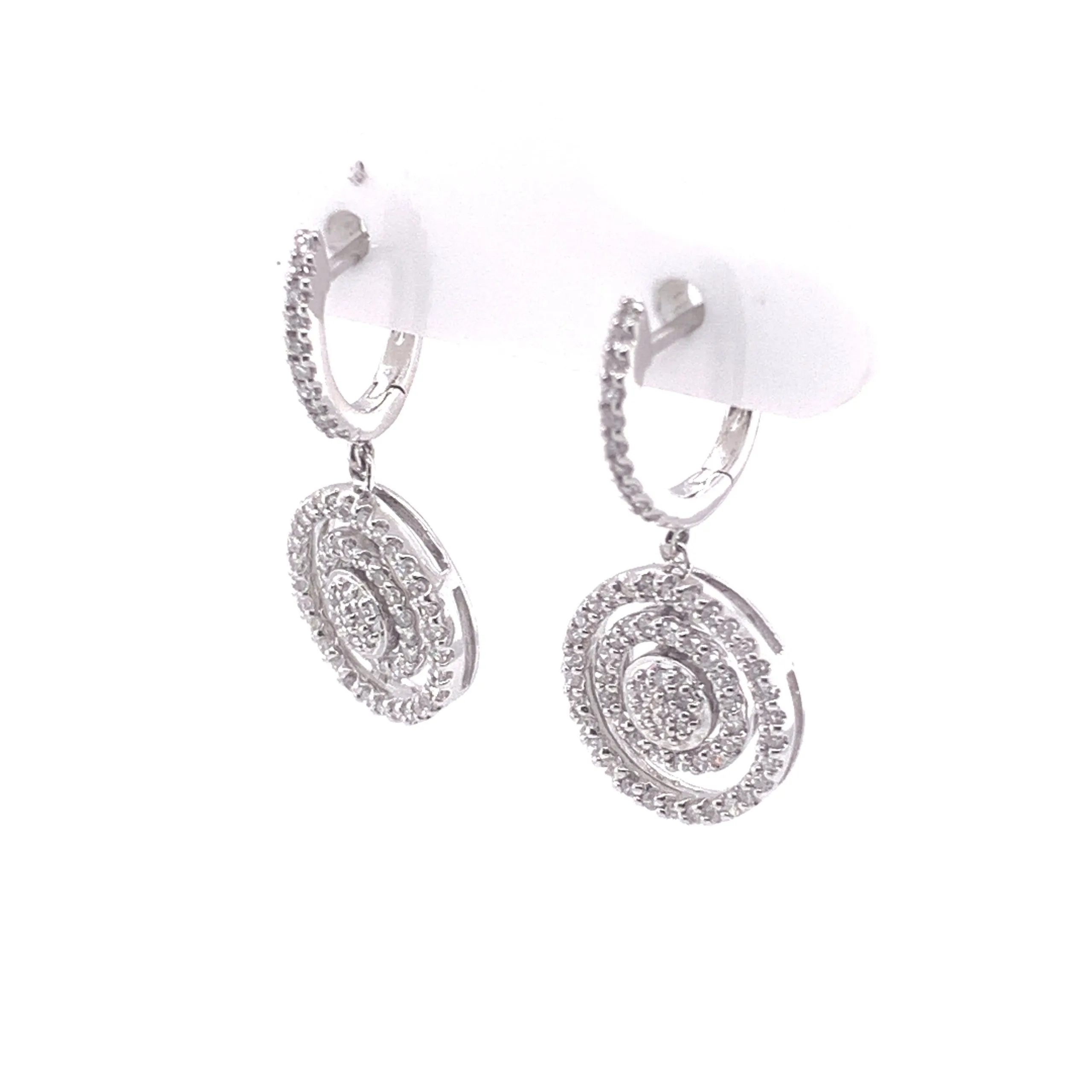 Diamond Triple Circle Dangle Earrings