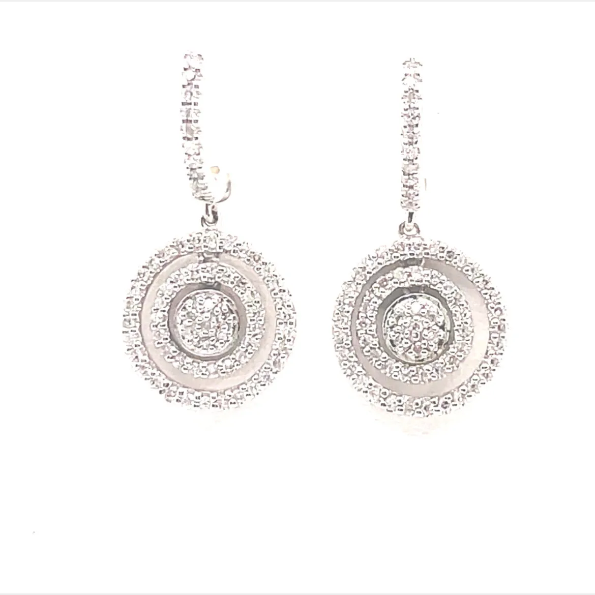 Diamond Triple Circle Dangle Earrings