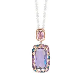 Diamond weight- .64  Blue Topaz weight- 3.45  Amethyst- 22 carats (w/o chain)