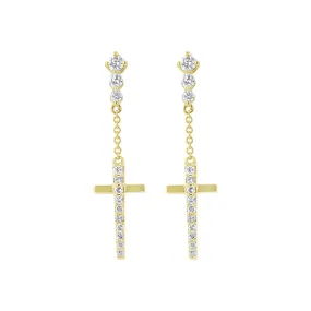 Divine Cross Diamond Drop Earrings