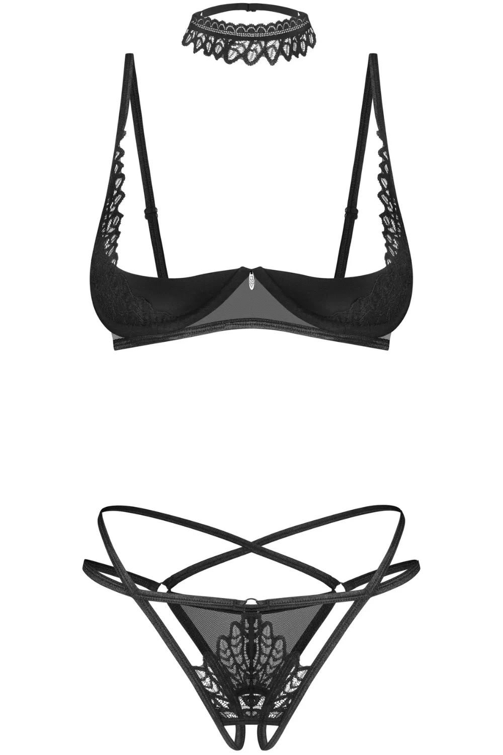 Donarella Choker, Open Bra & Crotchless Thong