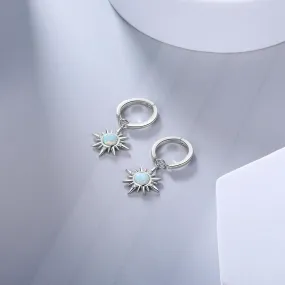 Earring Charm Jewelry Silver Color Sun Hoop Opal Clear CZ 2021