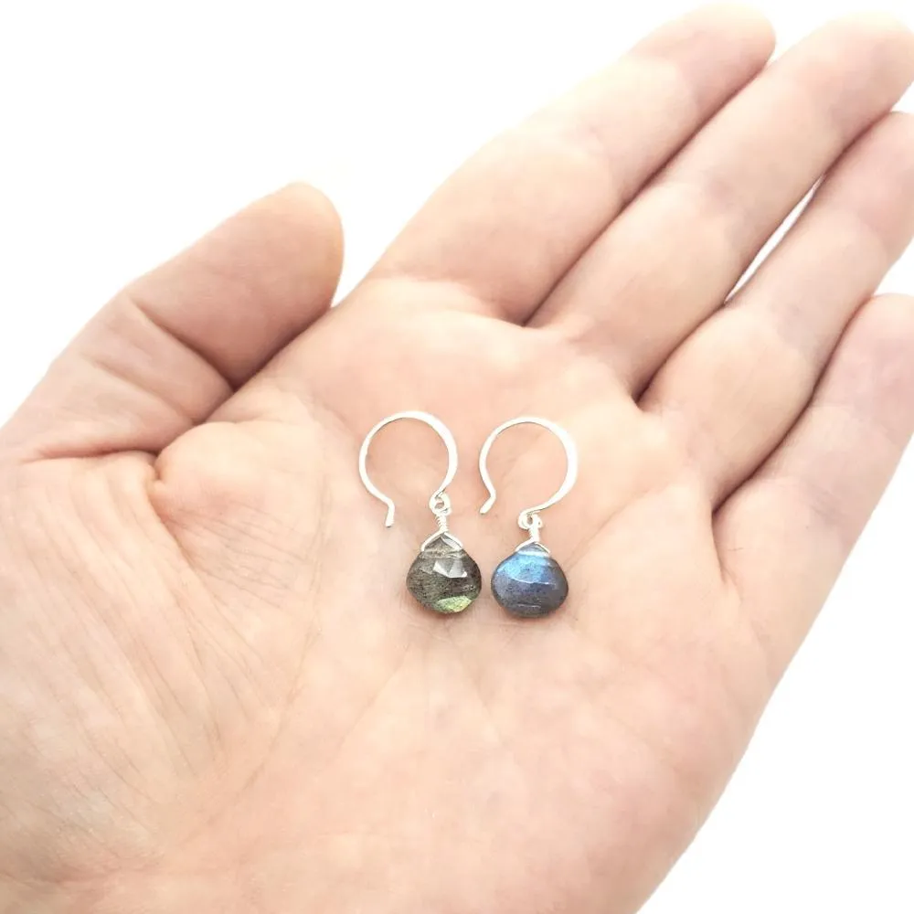 Earrings - Lightning Labradorite Gemstone Drops Sterling by Foamy Wader