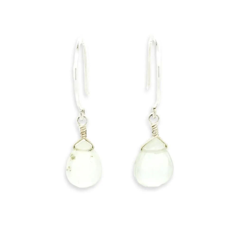 Earrings - Pale Green Prehnite Gemstone Drops Sterling by Foamy Wader