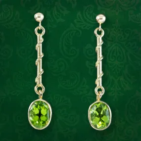 Edwardian Style Peridot Drop Earrings 9ct Gold