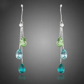 Elegant Charm Earrings for Women With 3pcs Water Drop Stellux Austrian Crystal Dangle Wedding Earrings