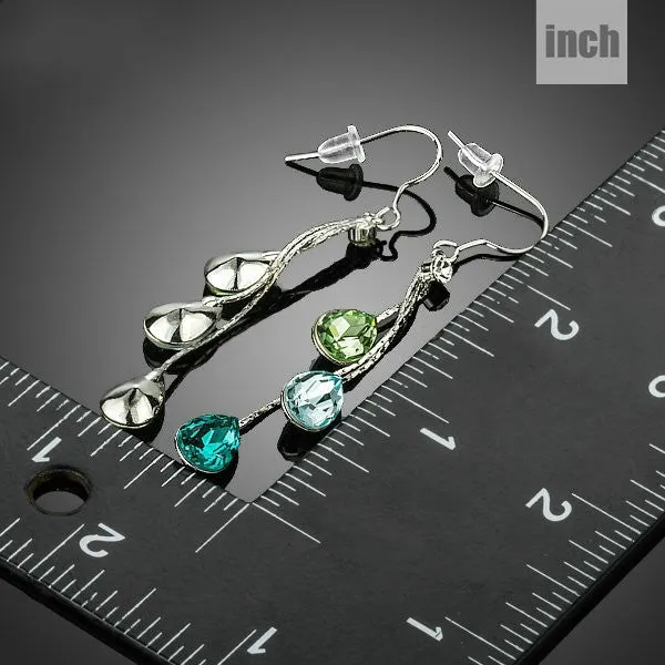 Elegant Charm Earrings for Women With 3pcs Water Drop Stellux Austrian Crystal Dangle Wedding Earrings