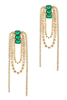 Emerald Rhinestones Rope Stud Earrings