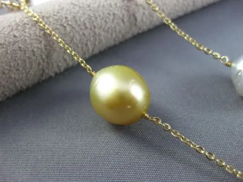 ESTATE LONG AAA TOPAZ & SOUTH SEA PEARL 14KT YELLOW GOLD BY THE YARD NECKLACE