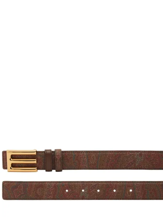 Etro   Reversible logo leather belt 