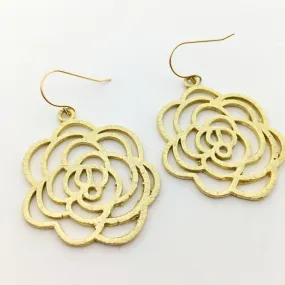 Evie Brushed Rose Earrings | Gold