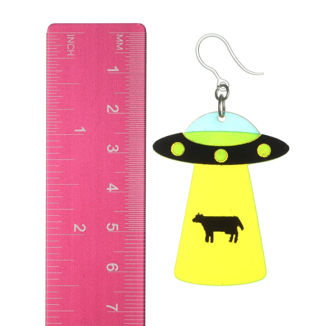 Exaggerated UFO Dangles Hypoallergenic Earrings for Sensitive Ears Made with Plastic Posts