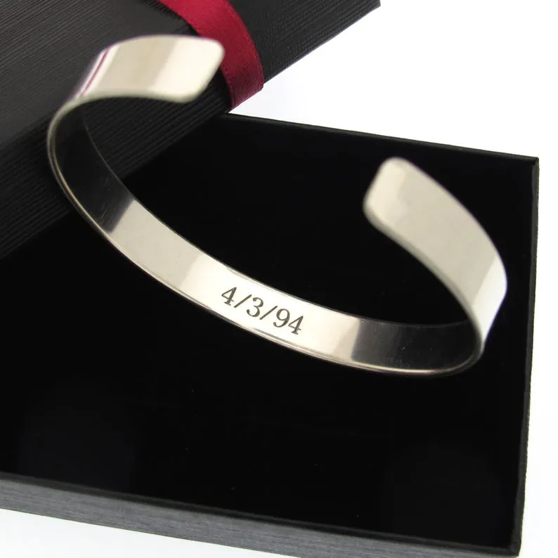 Father's Day Gift - Engraved Sterling Silver Bracelet