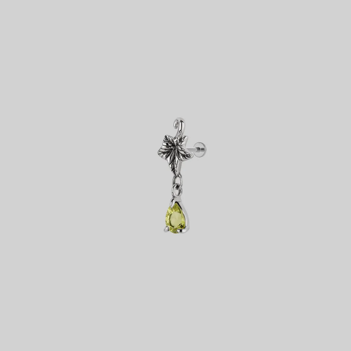 FERONIA. Ivy Leaf Peridot Ear Stud - Silver