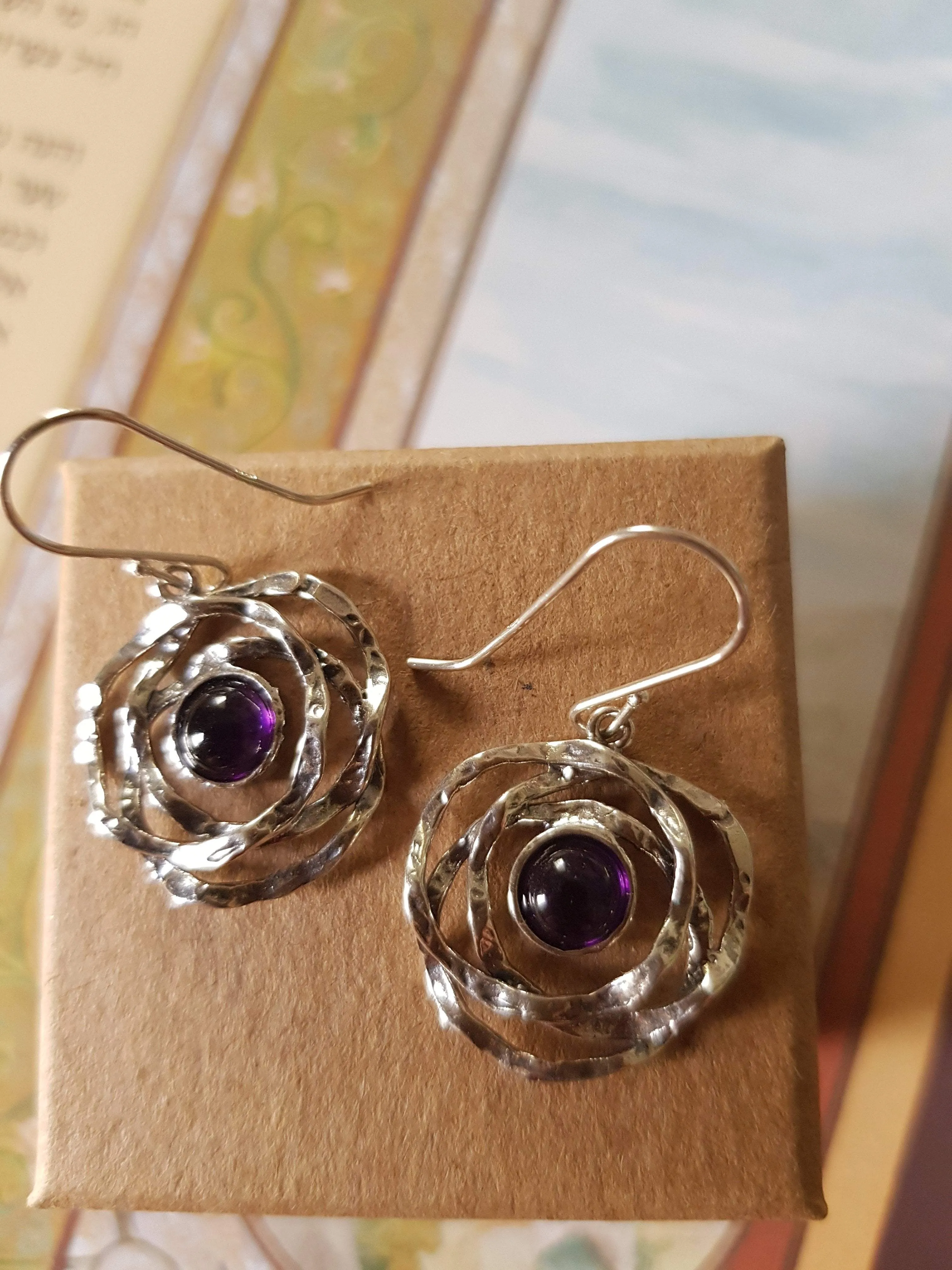 Fine Earrings for woman, amethyst earrings  Israeli designer jewelry