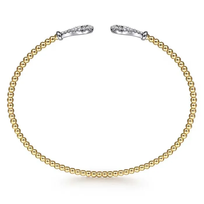 Gabriel & Co. .26CTW Bujukan Diamond Teardrops Bangle Bracelet in 14K White and Yellow Gold