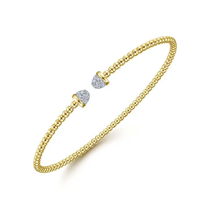 Gabriel & Co. Bujukan Diamond Bead Cuff Bracelet 14K Yellow Gold