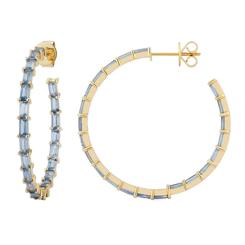 Gemstone Baguette Hoops