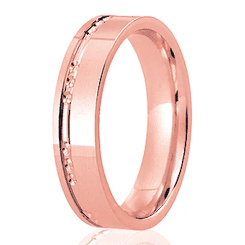 Gents Flat Patterned Wedding Band