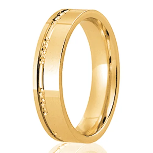 Gents Flat Patterned Wedding Band