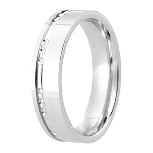 Gents Flat Patterned Wedding Band