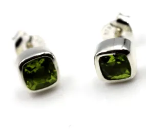 Genuine Sterling Silver 925 Peridot Stud Earrings