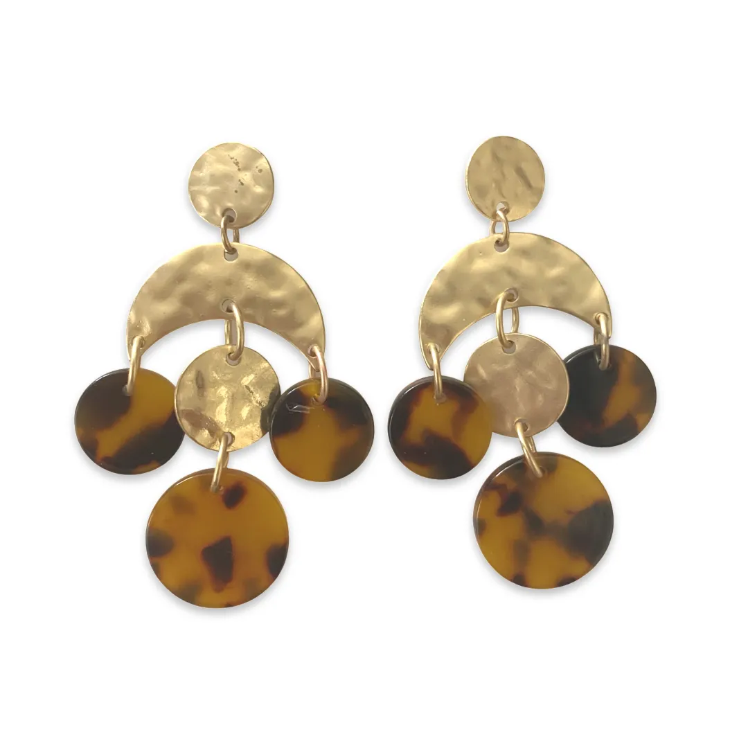 Geovana Metal Chandelier Tortoise Earrings