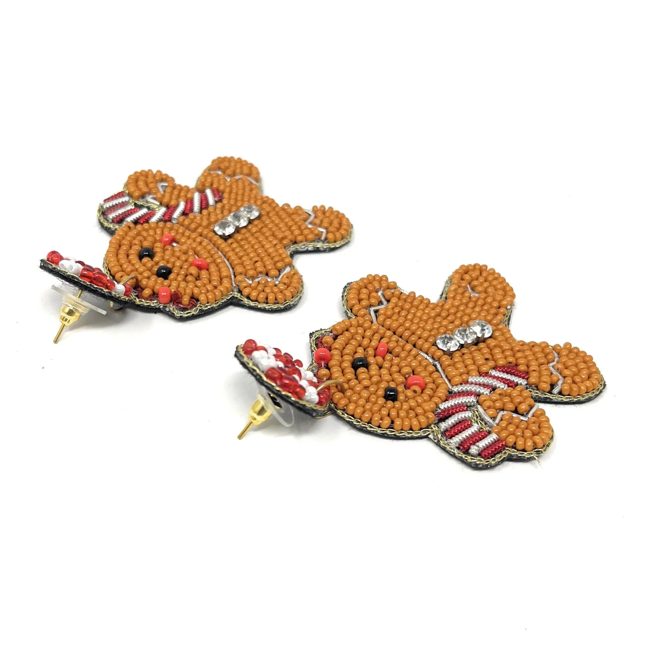 Gingerbread Man Beaded Earrings