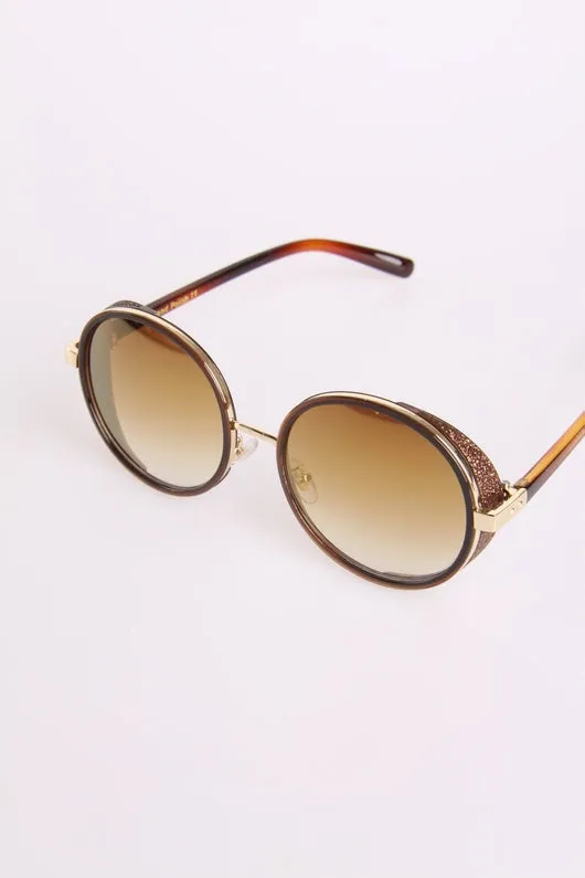 Gliter Edge round leopard arms sunglasses