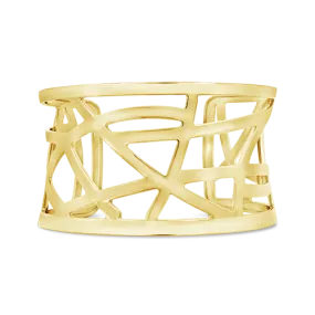 Gold Abstract Cut Out Cuff Bracelet