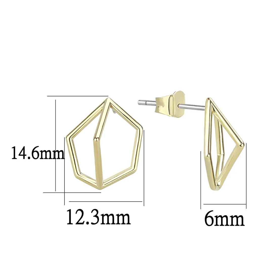 Gold Brass Earrings with No Stone for Women No Stone Stone Color Style LO4266