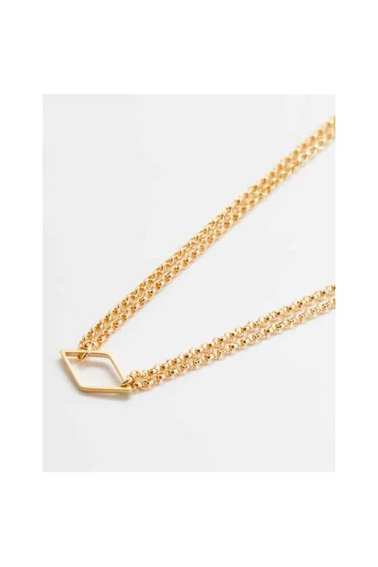 Gold Diamond Double Link Choker Necklace