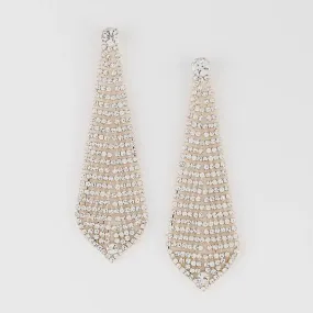 Gold Rhinestones Chandelier Drop Earrings