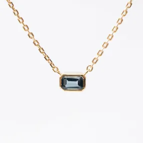 Gold Vermeil Octagon Shaped Blue Topaz Necklace