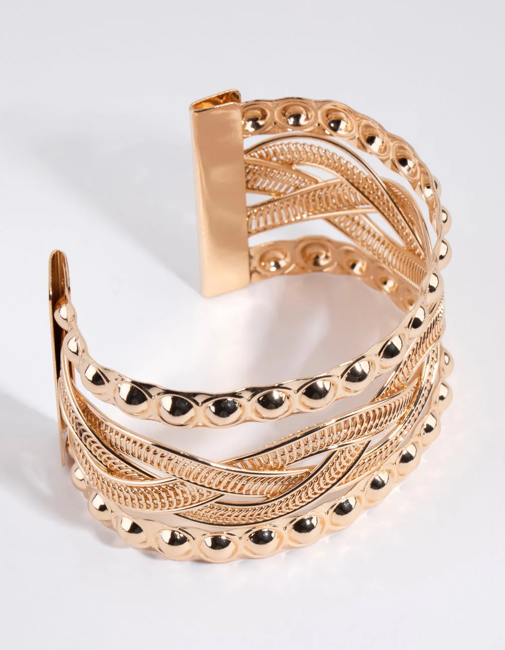 Gold Zip Twist Cuff Bracelet