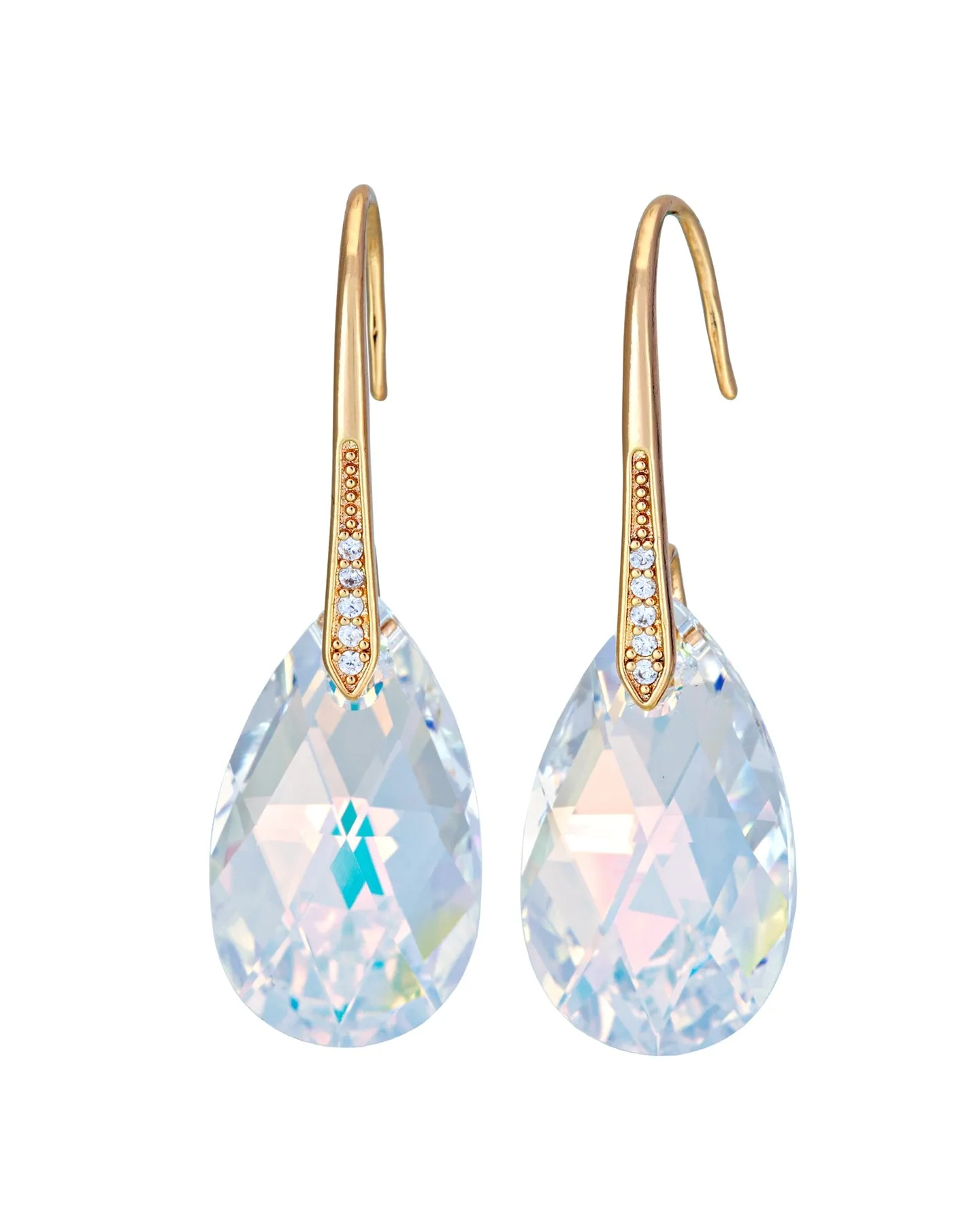 Goldtone Aurora Borealis Drop Earrings With Swarovski Crystals